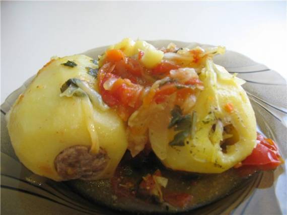 Картофель фаршированный с овощами, Рецепт приготовления