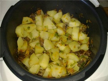 Картошка тушёная с почками, Рецепт приготовления