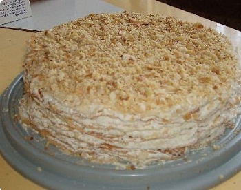 Торт«Наполеон» с малиновым топингом, Рецепт приготовления
