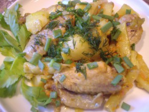 Тушеные куриные крылышки с картофелем на пару, Рецепт приготовления