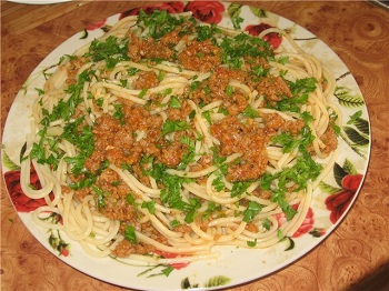 Спагетти с фаршем, Рецепт приготовления